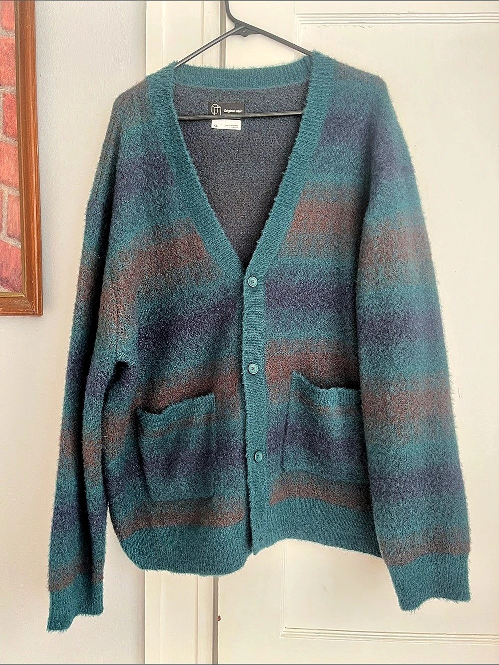 Original Use Striped Cardigan in Green & Purple XL Like New